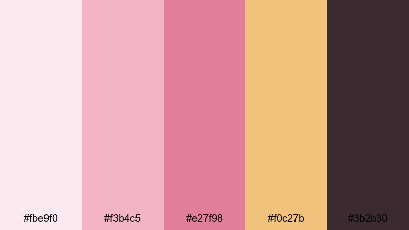 gilded rose premiere pink gold color palette with hex codes