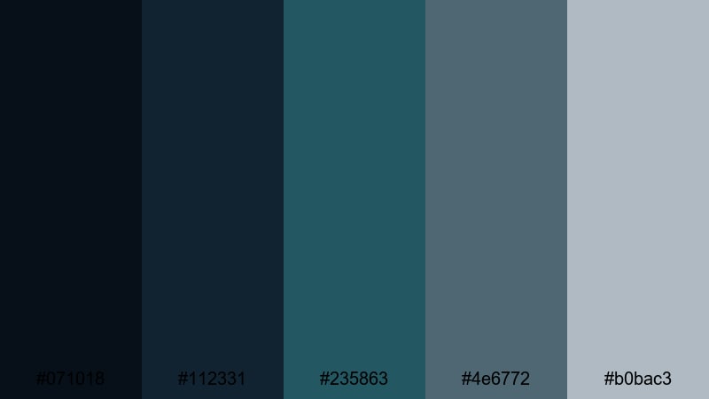 glacial depth narrative blue green gray color palette with hex codes