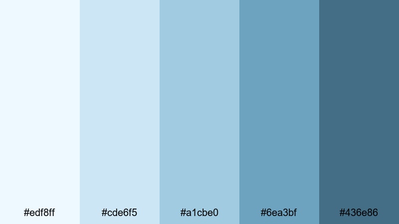 glacier lake stillness pale blue color palette with hex codes