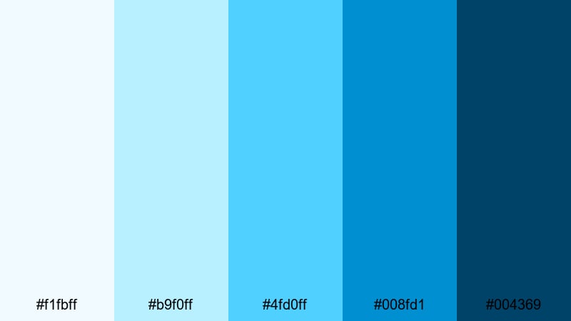 glacier surf pop blue light blue color palette with hex codes