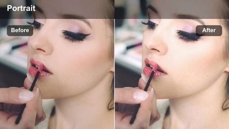 Close-up makeup video with vibrant eyeshadow and smooth skin.