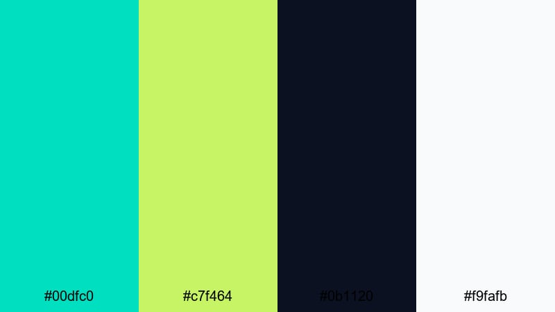 glass coast minimal turquoise lime green color palette with hex codes