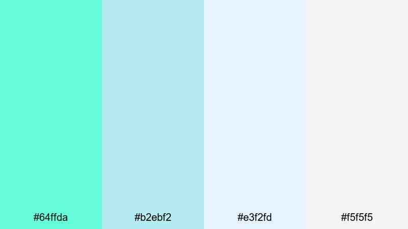 glass lagoon haze aquamarine color palette with hex codes