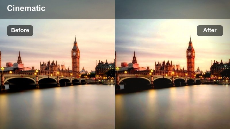 Midnight blue cinematic grade on glass office towers in a city timelapse