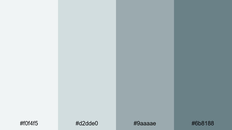 glass tower mist gray green blue color palette with hex codes