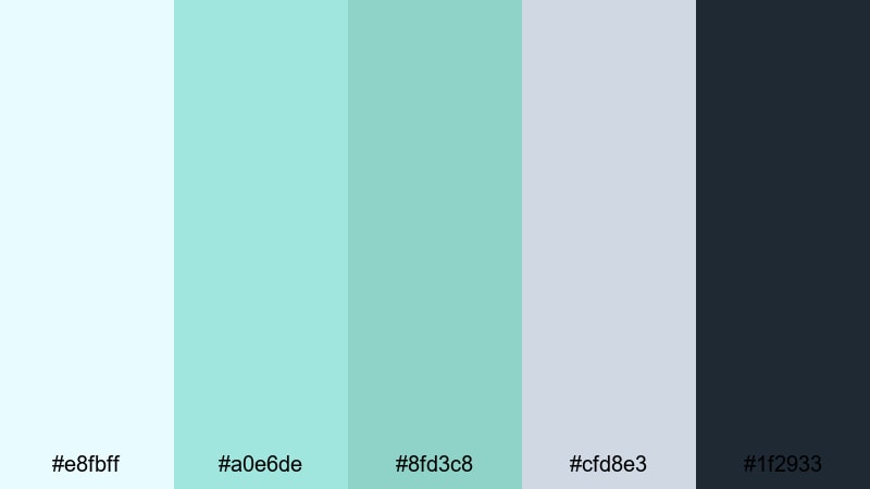 glass ui aqua pastel blue green color palette with hex codes