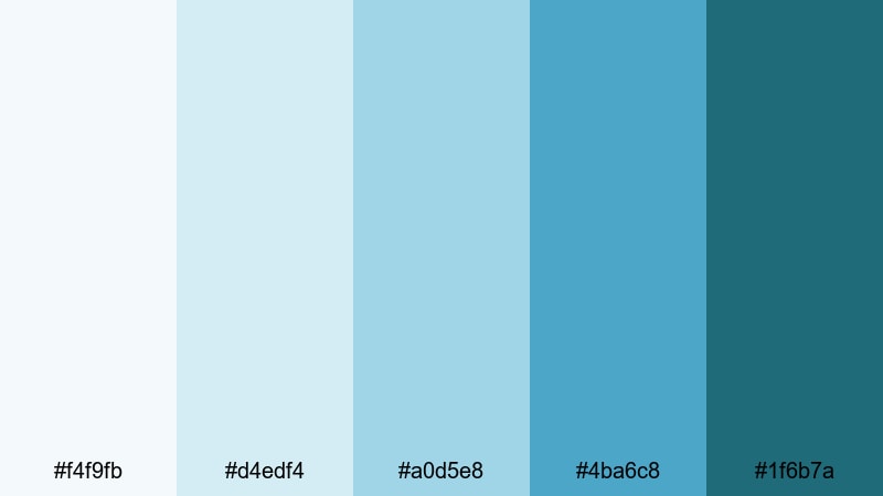 glassy app chrome teal green blue color palette with hex codes