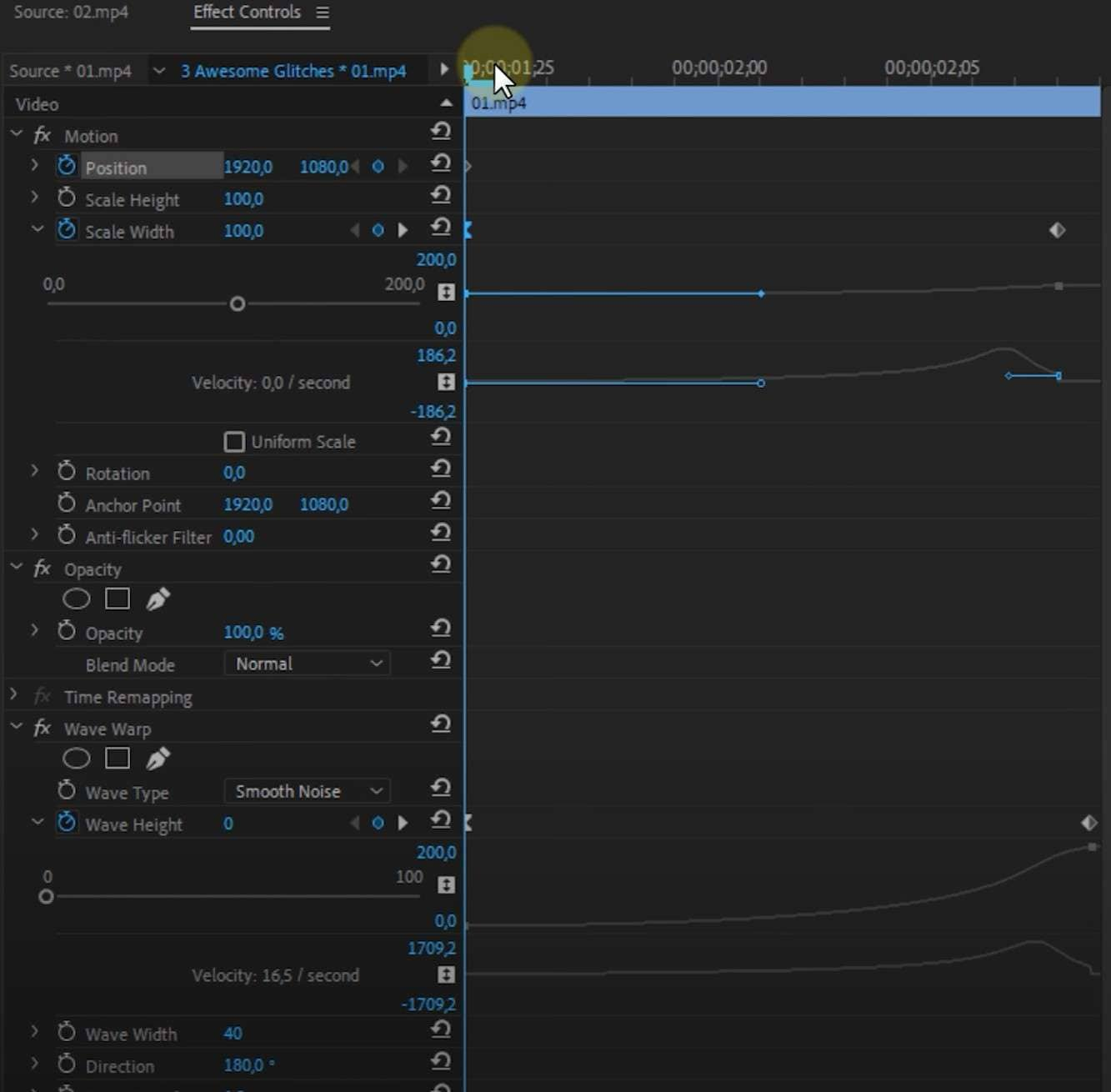 premiere pro glitch transition step four