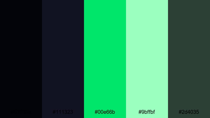 glitched bio signal black green color palette with hex codes
