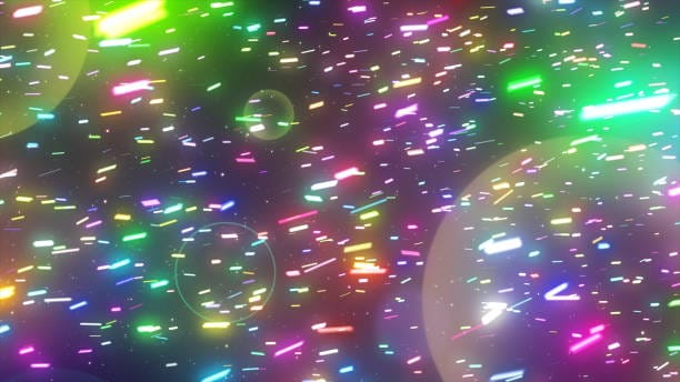Rainbow sparkle overlay applied to party video.