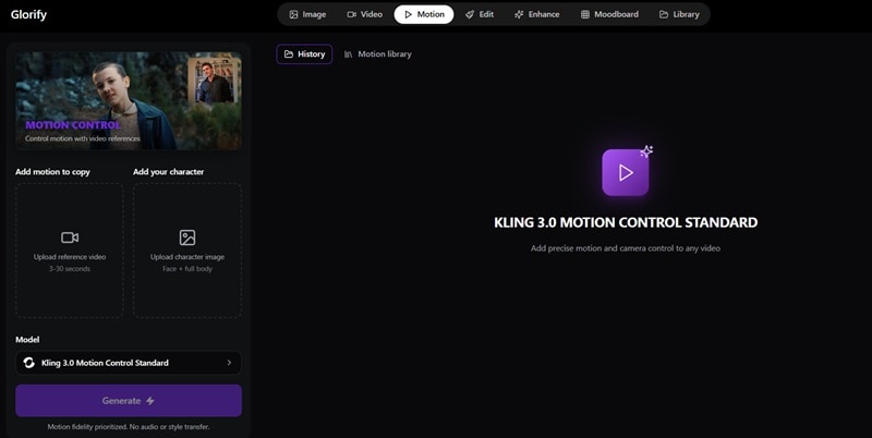 glorify ai motion control feature