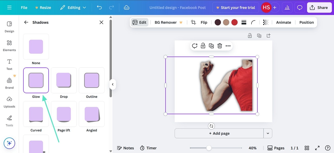 select glow effect canva