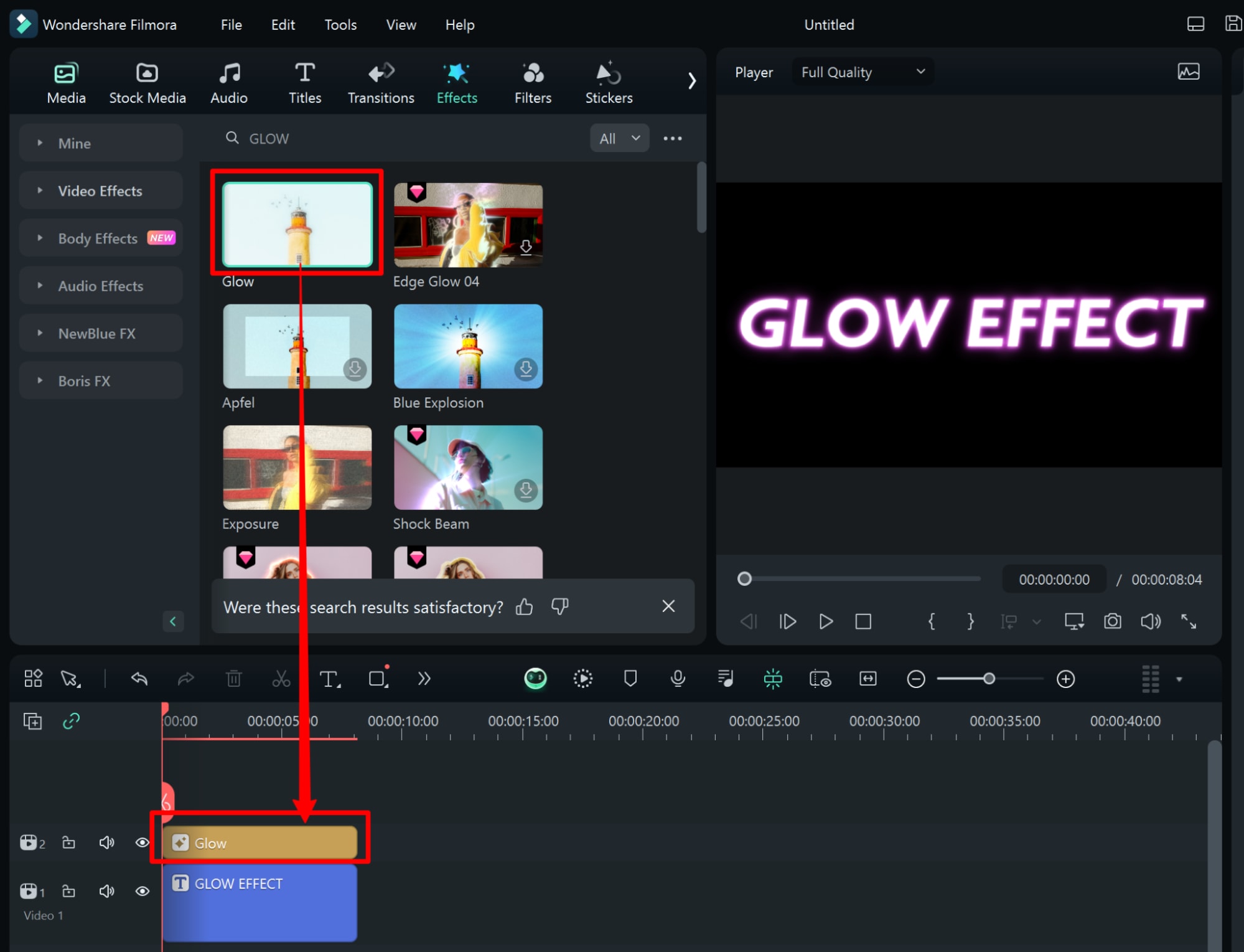 filmora add glow effect