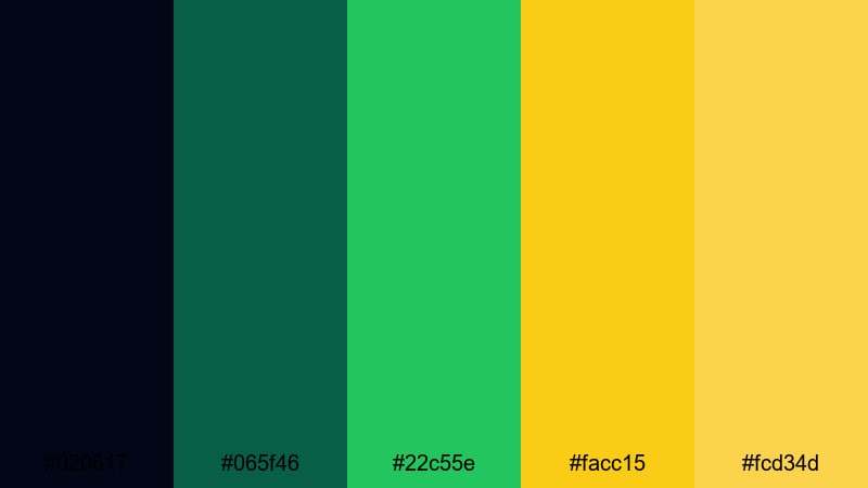 glowing metro map black green yellow color palette with hex codes