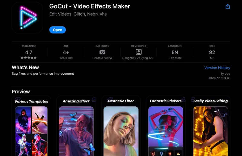 gocut video effects maker