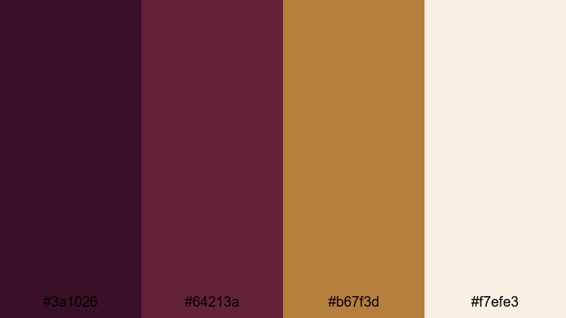 gold foil cabernet eggplant color palette with hex codes