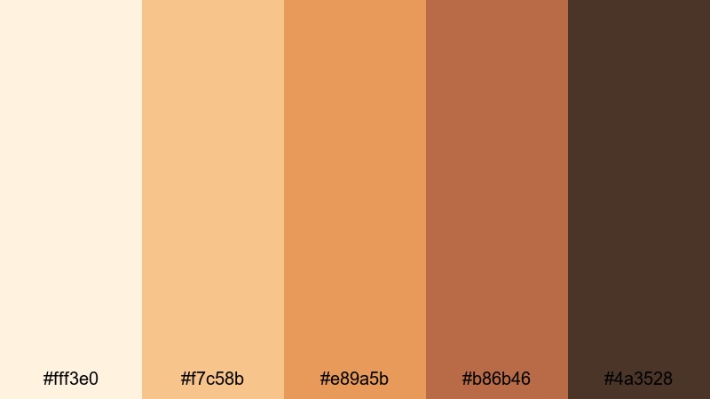 golden almond cinema almond color palette with hex codes