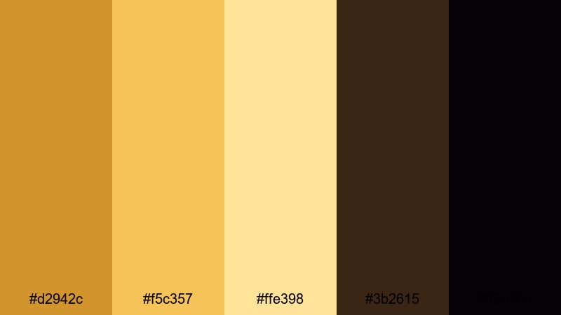 golden arena spotlight ochre color palette with hex codes