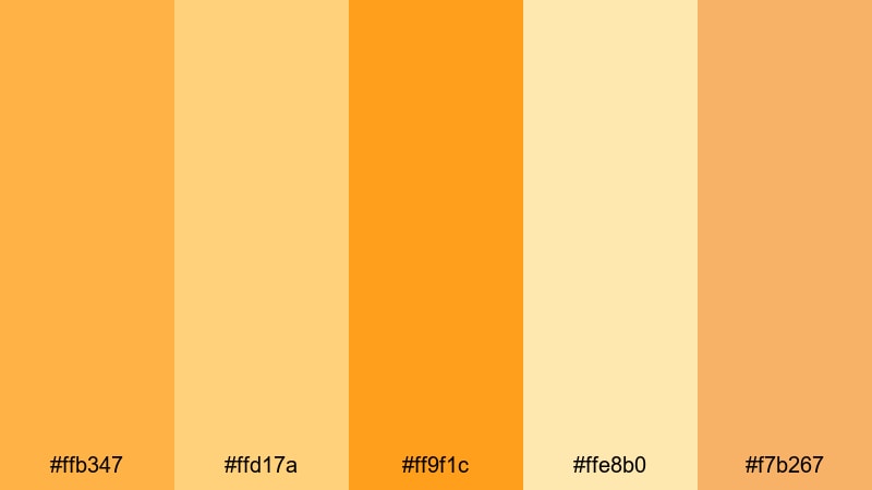 golden citrus glow orange yellow color palette with hex codes