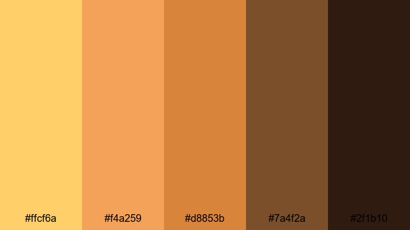 golden desert mirage topaz color palette with hex codes