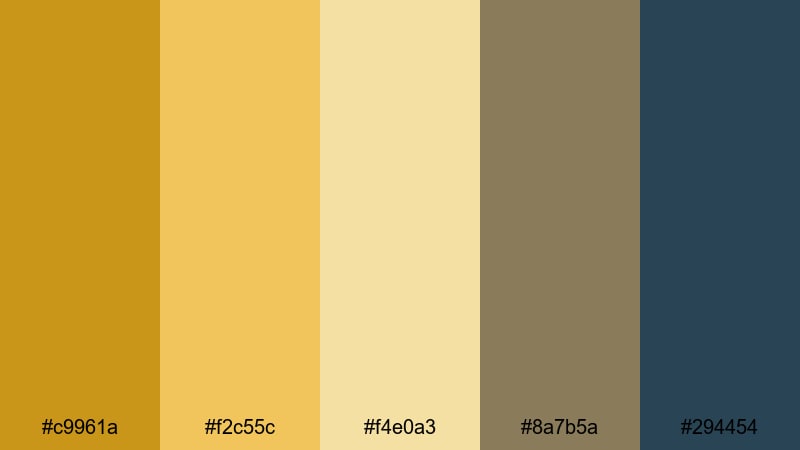 golden dune horizon yellow ochre color palette with hex codes