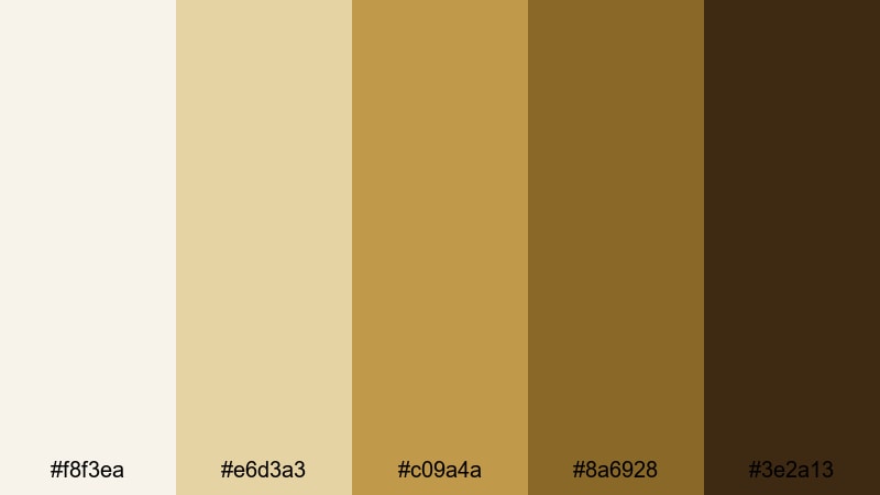 golden gala premiere golden brown color palette with hex codes