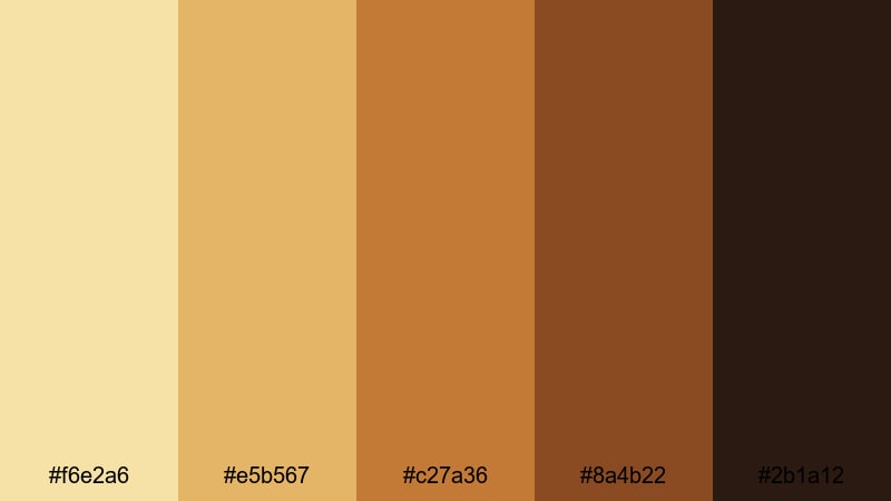 golden harvest studio glow yellow brown color palette with hex codes