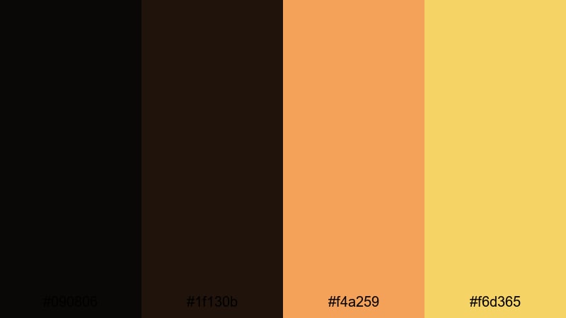 golden hour backstage black gold color palette with hex codes