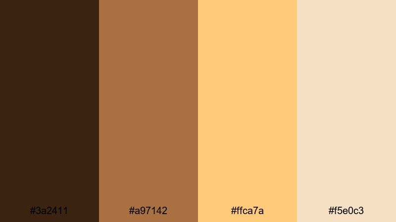 golden hour drama gold brown color palette with hex codes