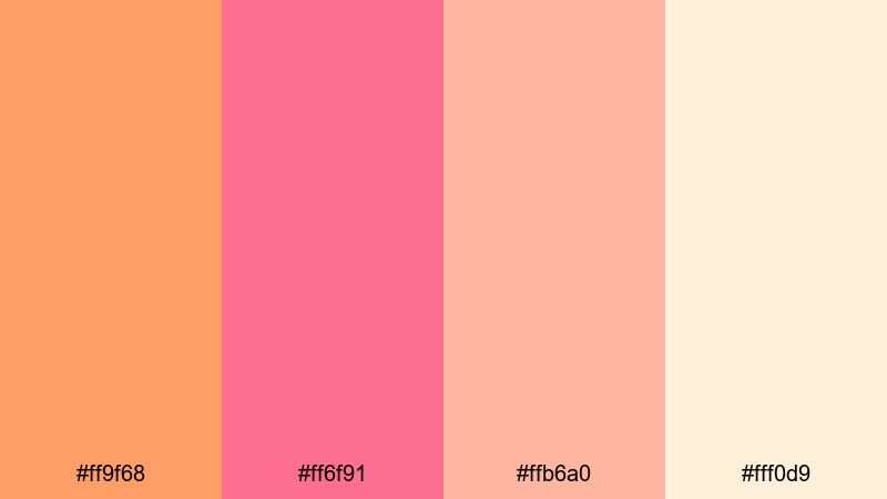 golden hour flamingo orange pink color palette with hex codes
