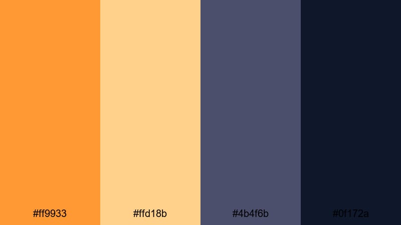 golden hour screen dark orange color palette with hex codes