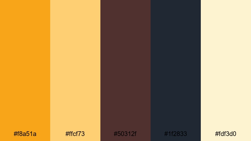 golden hour street lights orange gold color palette with hex codes