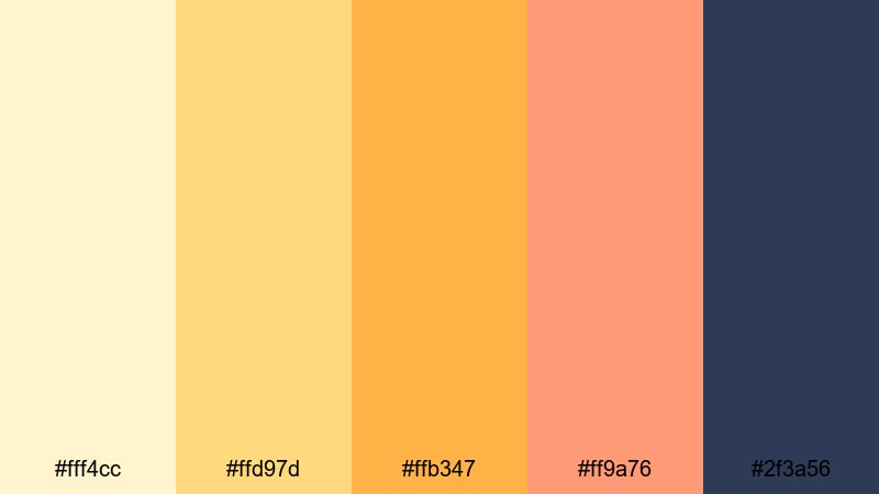 golden kissed morning sunrise color palette with hex codes