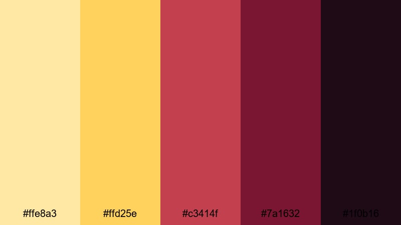 golden maroon sunset yellow maroon color palette with hex codes