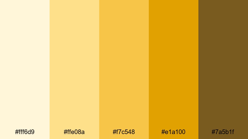 golden minimal glow warm color palette with hex codes