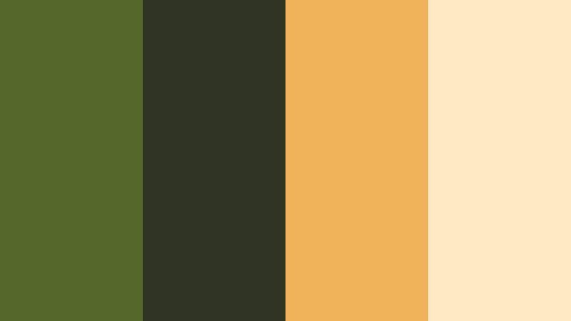 golden moss sunset dark moss green color palette with hex codes