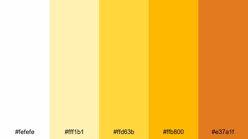 golden pop highlight white yellow color palette with hex codes