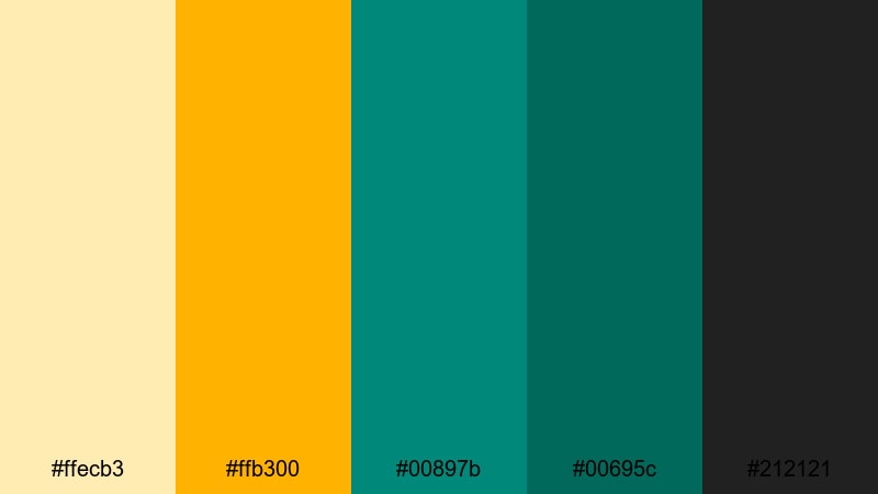 golden teal identity yellow teal color palette with hex codes