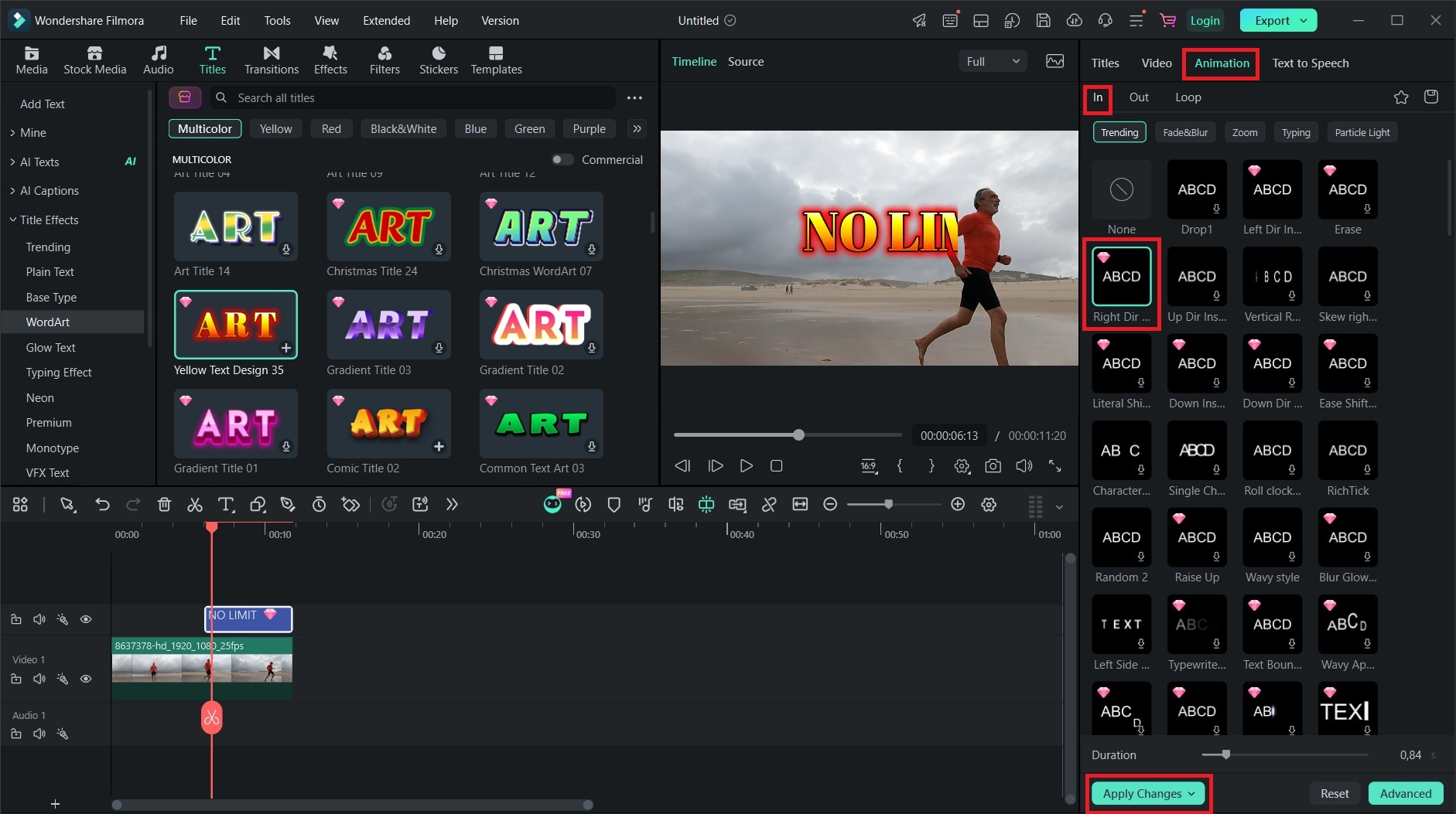 apply animation