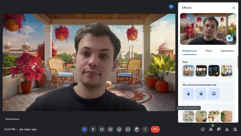 change camera background in google meet