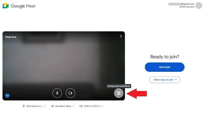 access the google meet filters