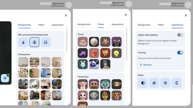 background and effects in google meet