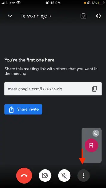  Bouton mobile Google Meet chat