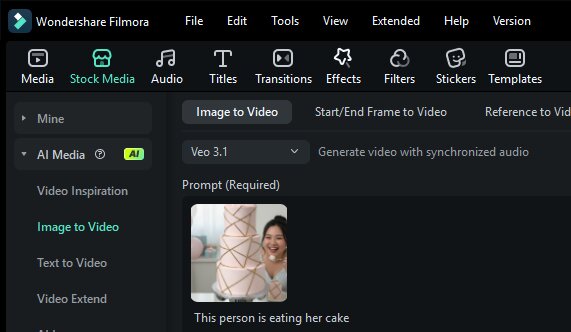 Filmora 이미지 투 비디오 설정 화면