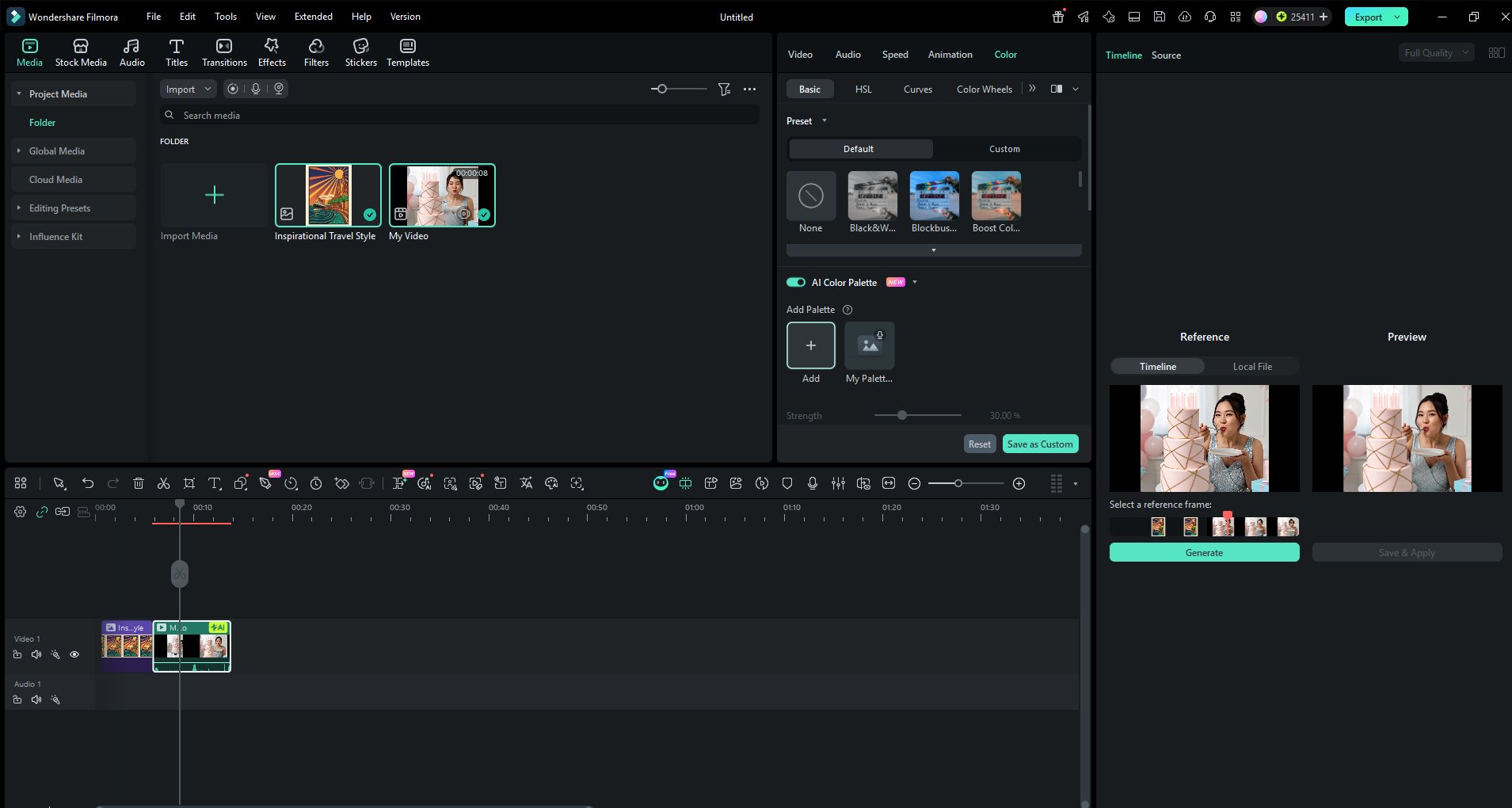 Filmora 컬러 참조 이미지 설정