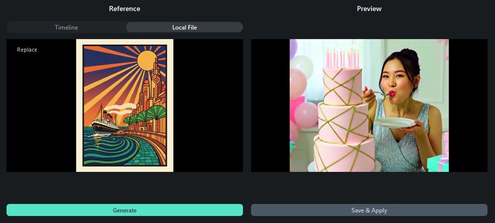 Filmora 컬러 팔레트 적용 결과
