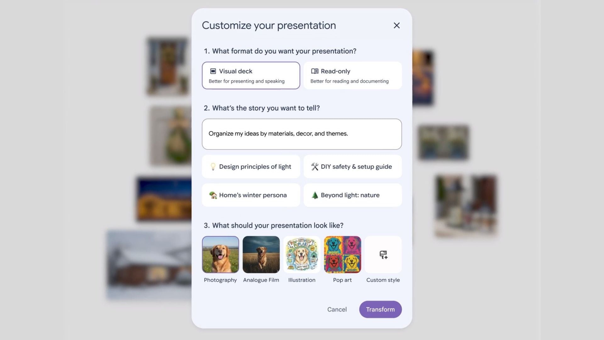 Google Mixboard 프레젠테이션 생성 기능