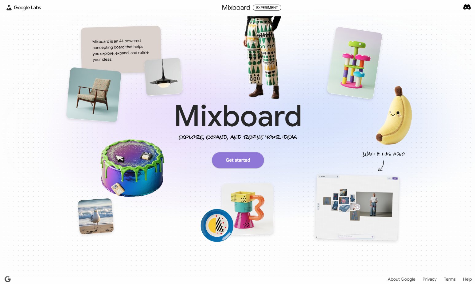 Google Mixboard 대시보드 화면