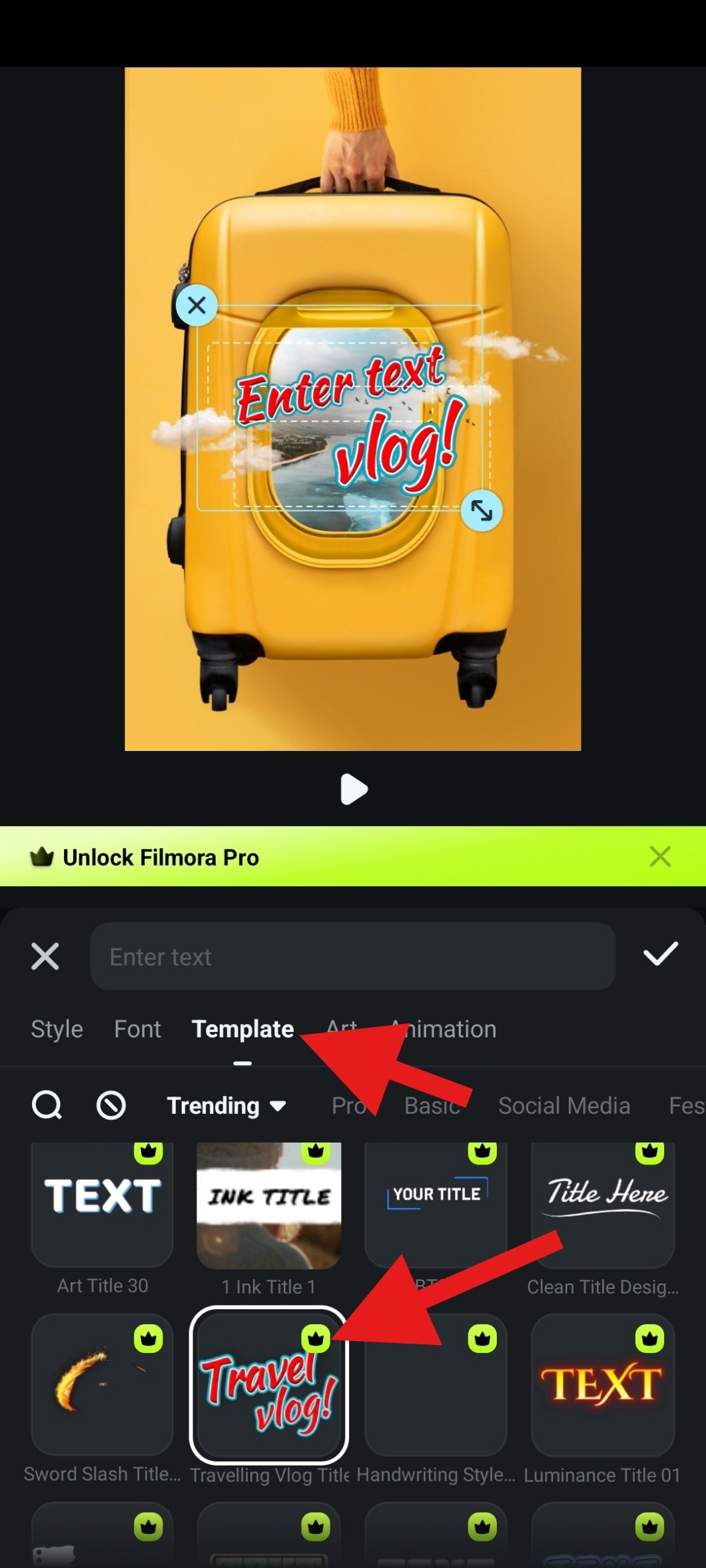 add animated titles to slideshow filmora