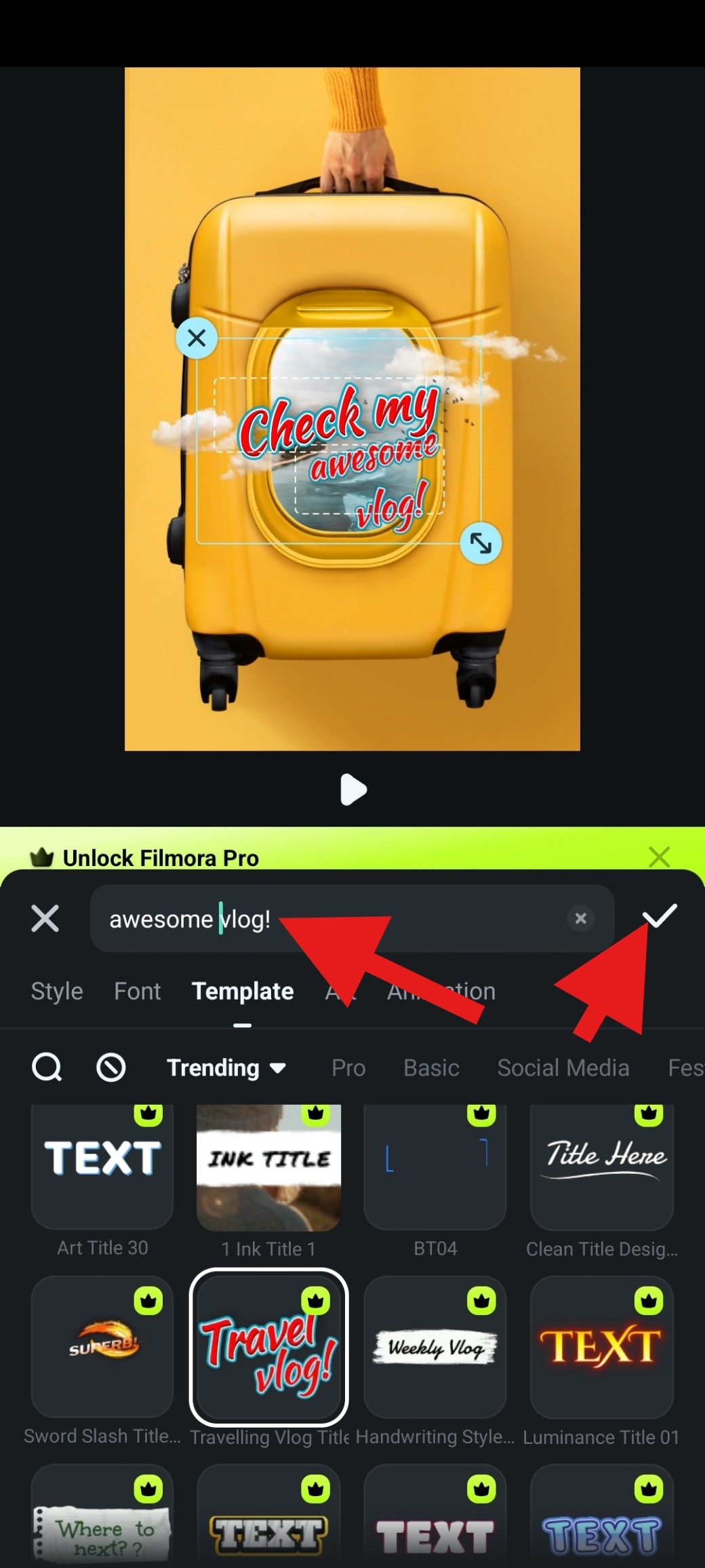 edit text in animated titles filmora